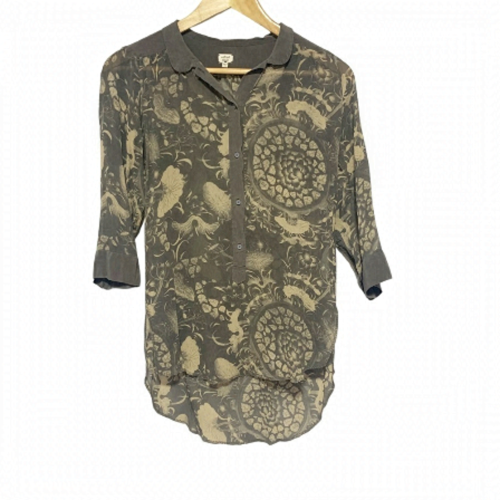 ARITZIA Wilfred 100% Silk Abstract Floral Print Blouse XXS
